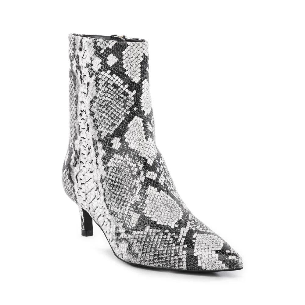 Seychelles Black and White Snakeskin Ankle Boots